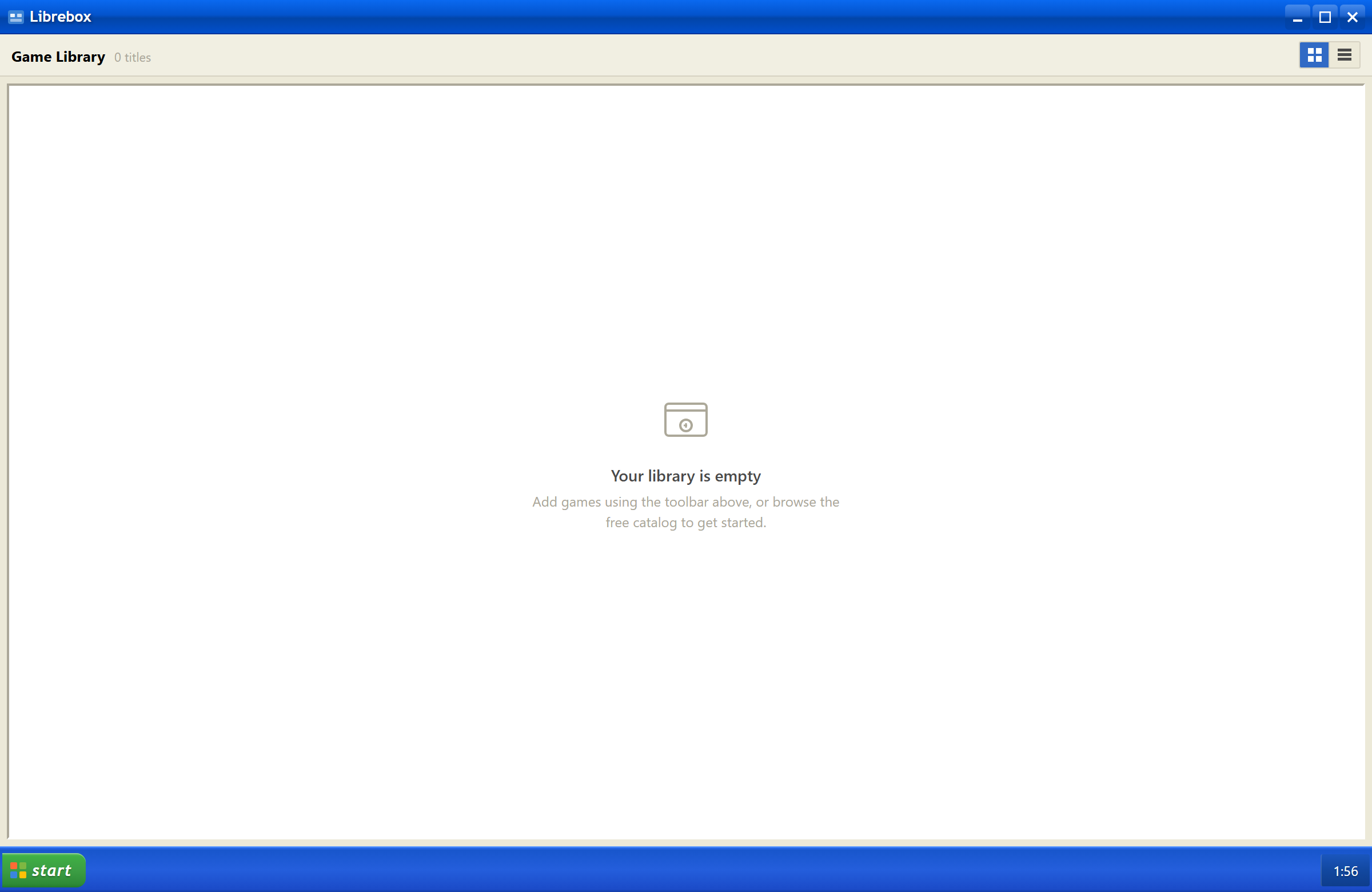 Librebox — Empty library view