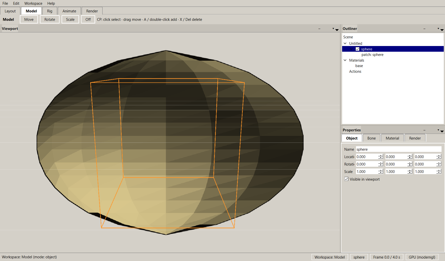 Olds Cool 3D Master — Model workspace and control-point editing tools